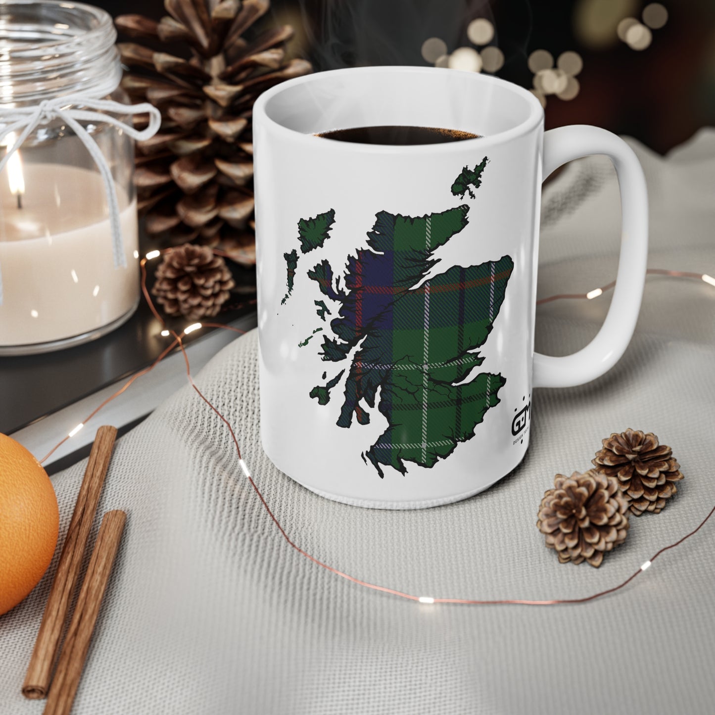 Duncan Tartan Scotland Map Mug, Coffee Cup, Tea Cup, Scotland, White