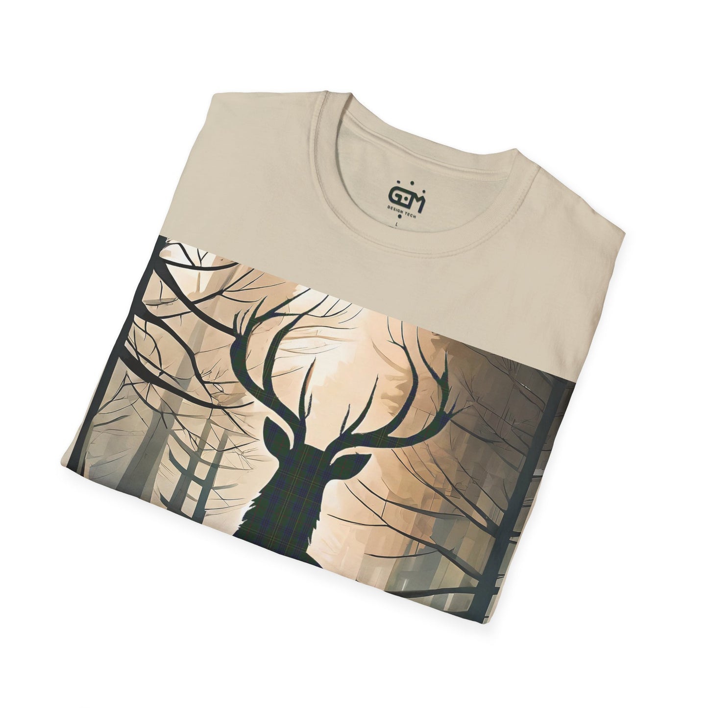 Stag Tartan Silhouette Softstyle T-Shirt - Kennedy Tartan, Unisex Tee, Scottish Scenery, Various Colours