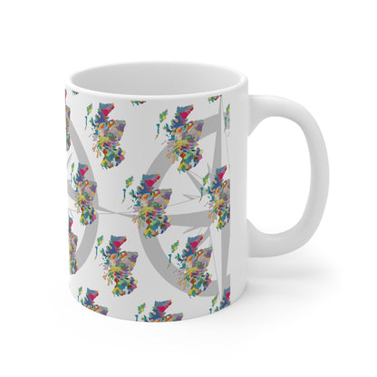 Scotland Colour Map Pattern Mug, Coffee Cup, Tea Cup, White