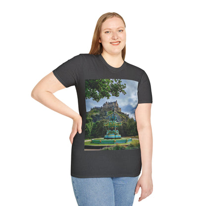 Ross Fountain & Edinburgh Castle Photo Softstyle T-Shirt, Unisex Tee, Various Colours