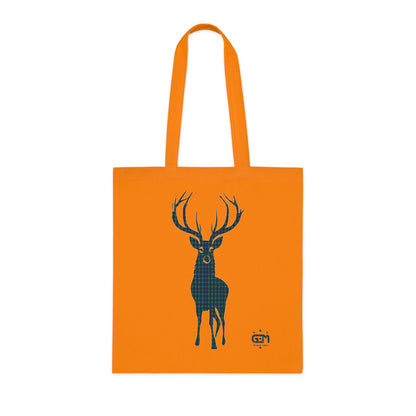 Reversible Scotland Tartan Stag Cotton Tote Bag - Douglas Tartan