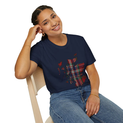 Tartan Scotland Map Softstyle Unisex T-Shirt - MacFarlane Tartan Tee