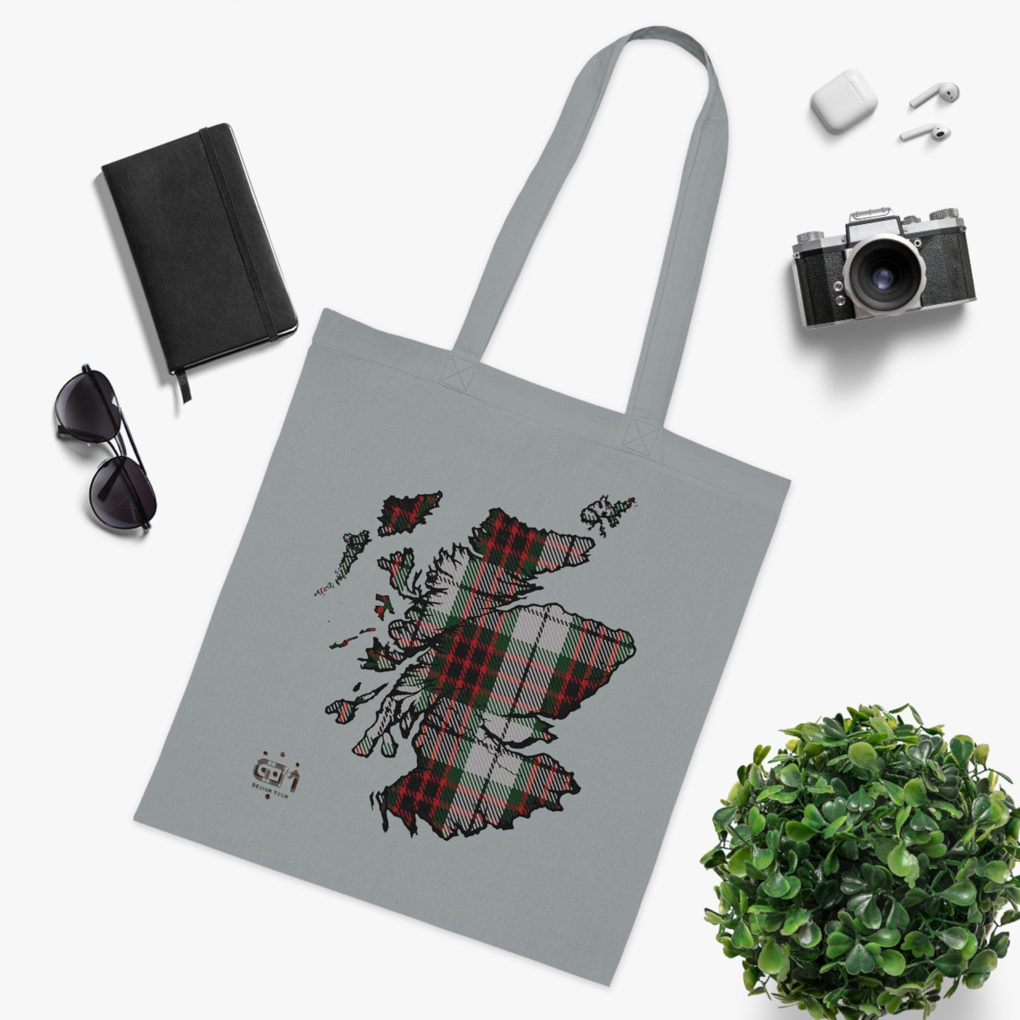 Reversible Scotland Tartan Map Cotton Tote Bag - Fraser Tartan