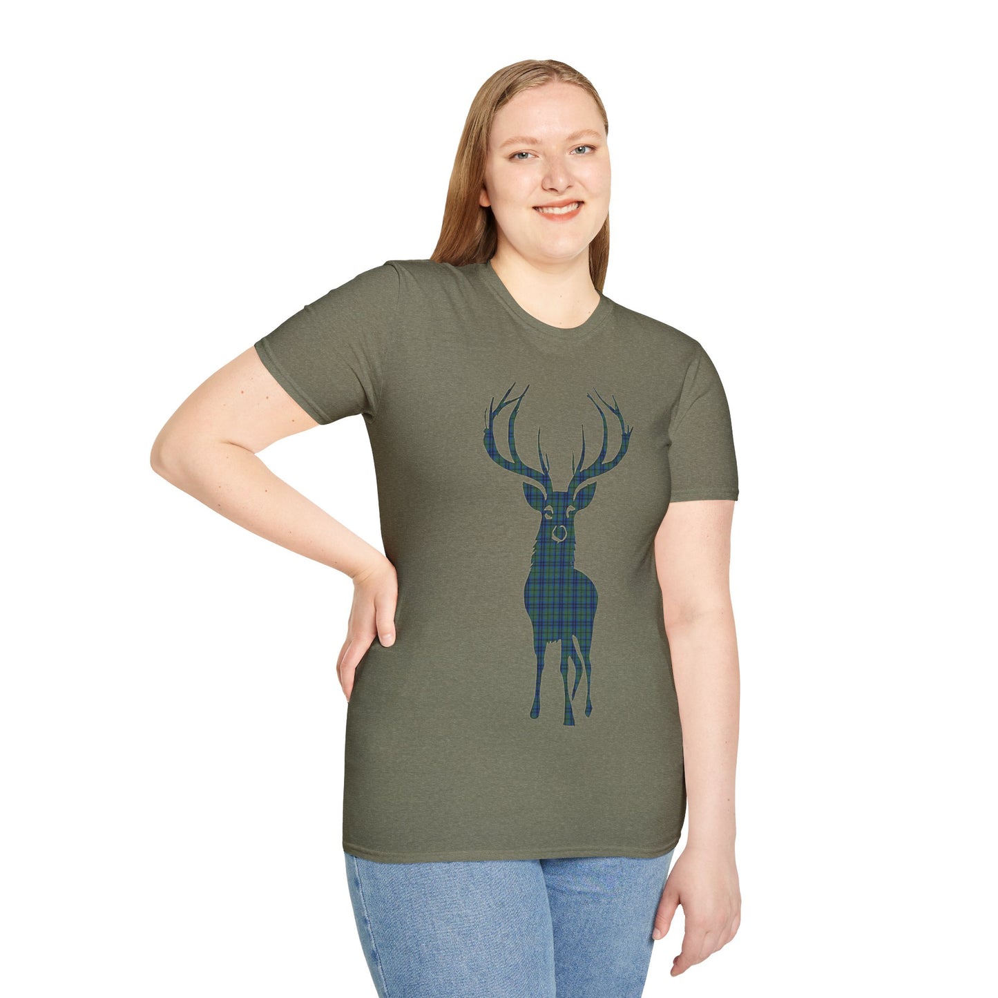 Tartan Stag Softstyle T-Shirt - Keith Tartan, Unisex Tee, Scottish Scenery, Various Colours