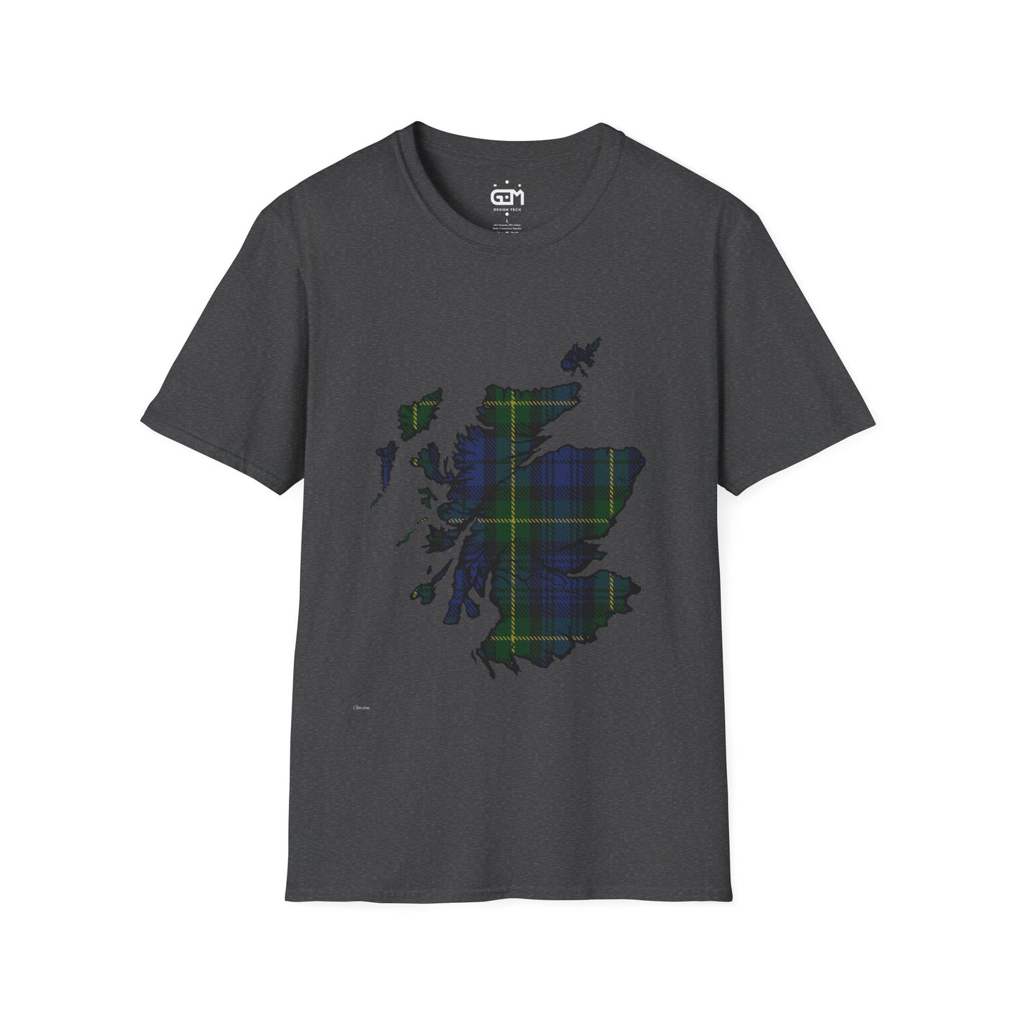 Scotland Tartan Map Softstyle Unisex T-Shirt - Gordon Tartan Tee