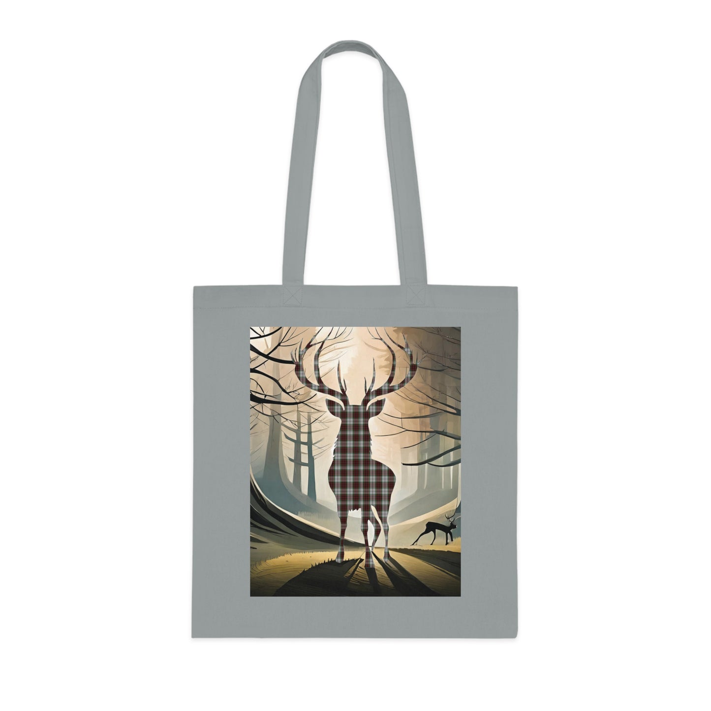 Reversible Scotland Tartan Stag Cotton Tote Bag - Fraser Tartan