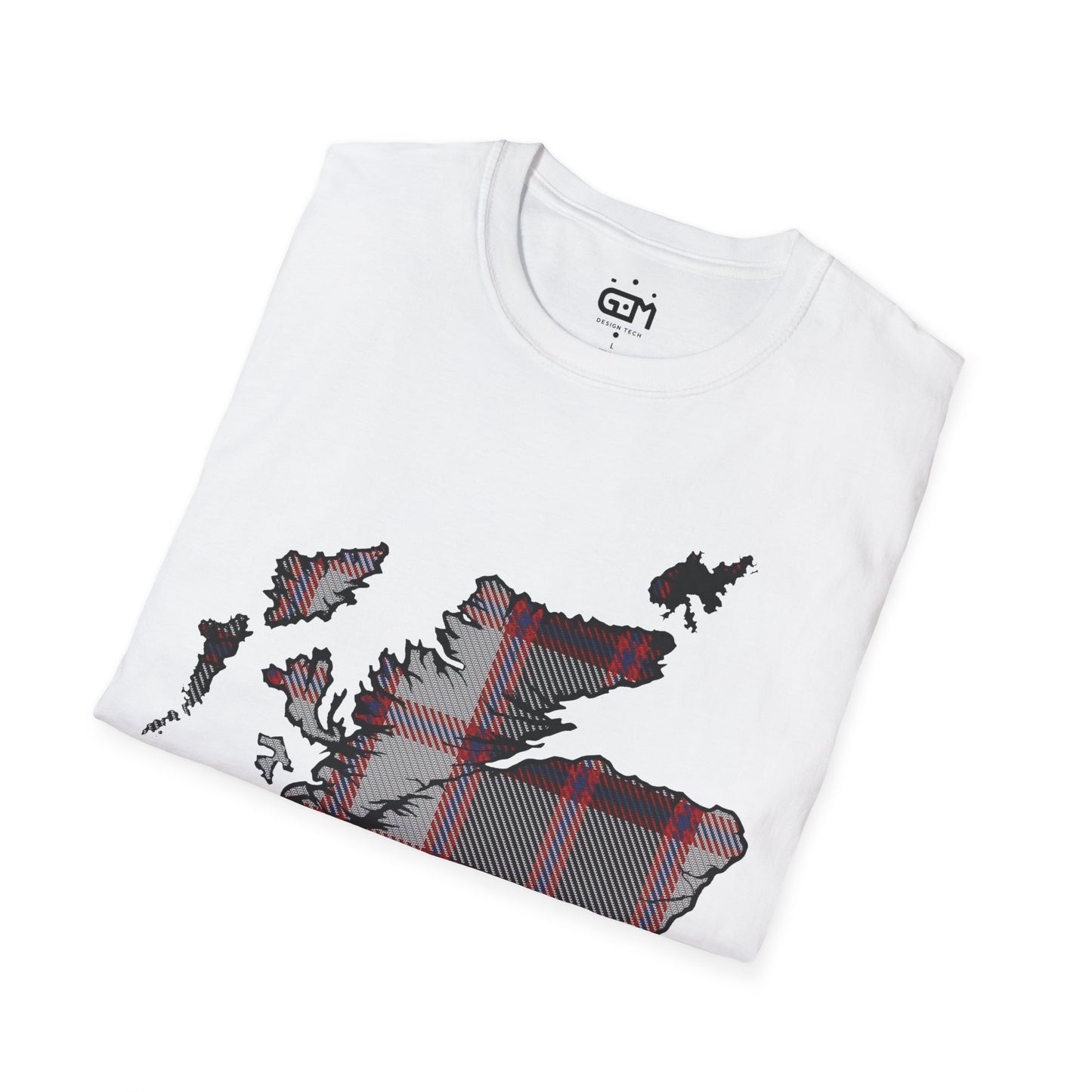 Scotland Tartan Map Softstyle Unisex T-Shirt, MacPherson Tartan, Various Colours