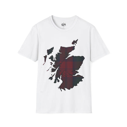 Scotland Tartan Map Softstyle Unisex T-Shirt, Lindsay Tartan, Various Colours