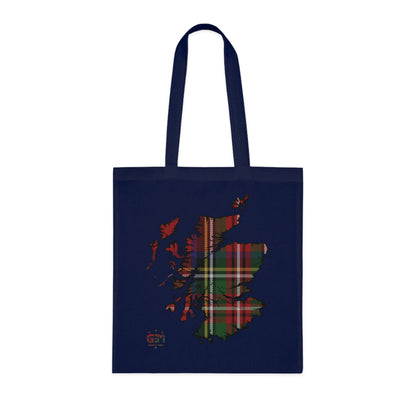 Reversible Scotland Tartan Map Cotton Tote Bag - Stewart Royal Tartan