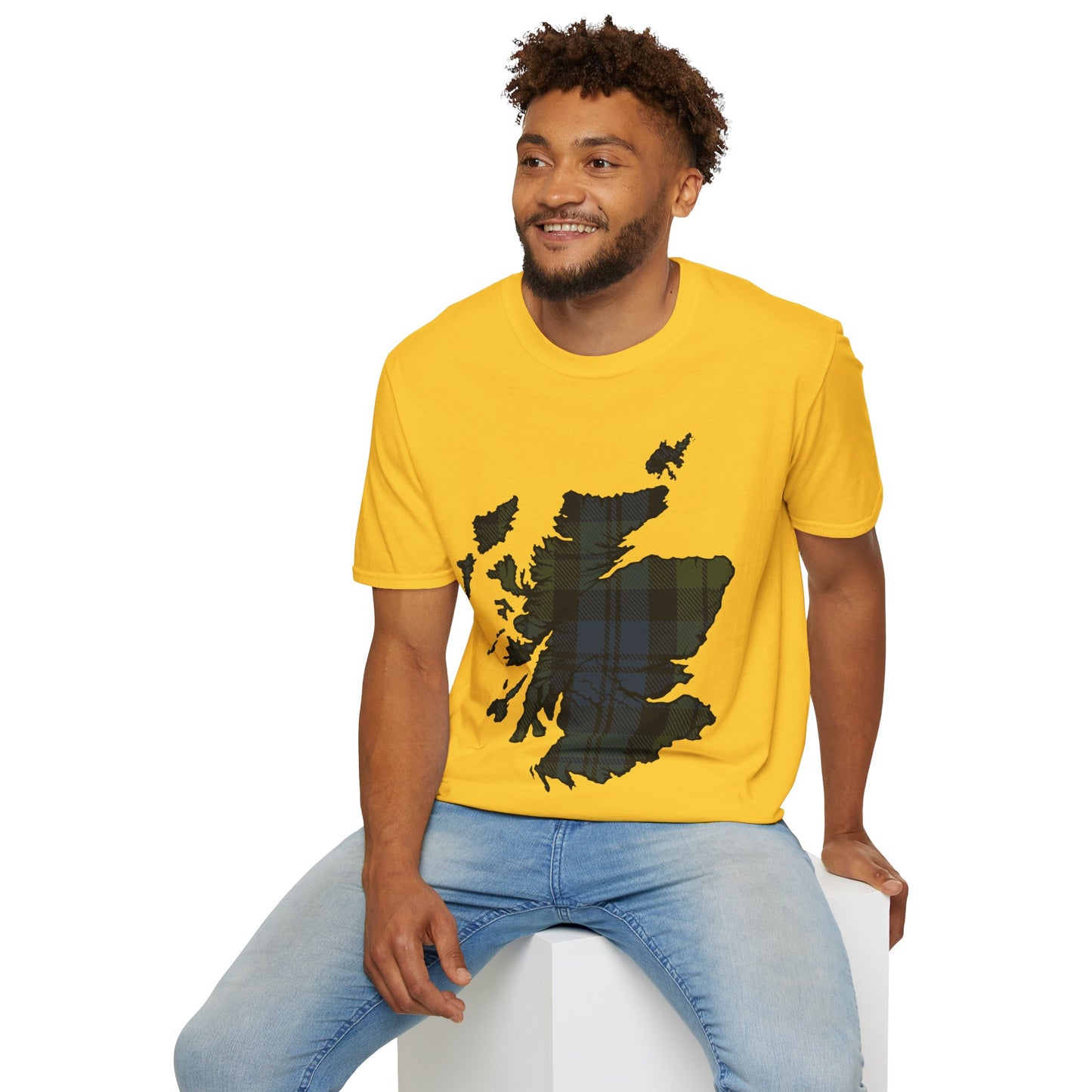 Scotland Tartan Map Softstyle Unisex T-Shirt, Campbell Tartan, Various Colours