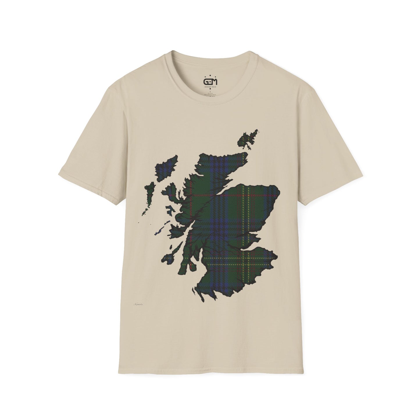 Scotland Tartan Map Softstyle Unisex T-Shirt, Kennedy Tartan, Various Colours