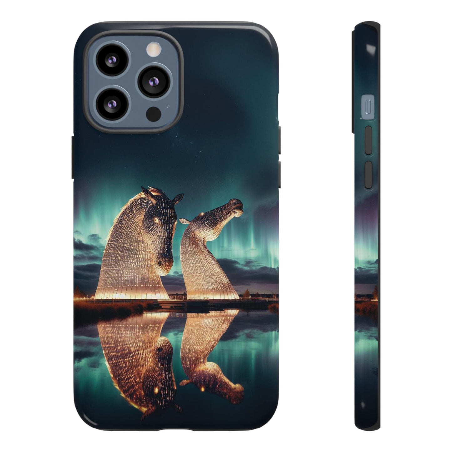 Kelpies Northern Lights Art Variant Phone Case, Scotland, Apple