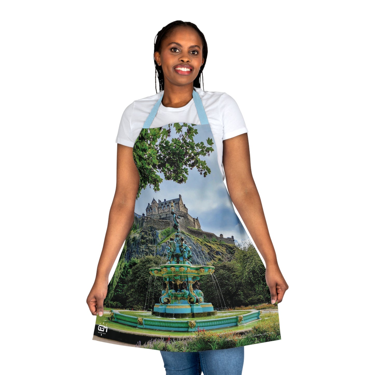 Ross Fountain & Edinburgh Castle Photo Apron, Scottish Cooking Apparel, Chef Accessory