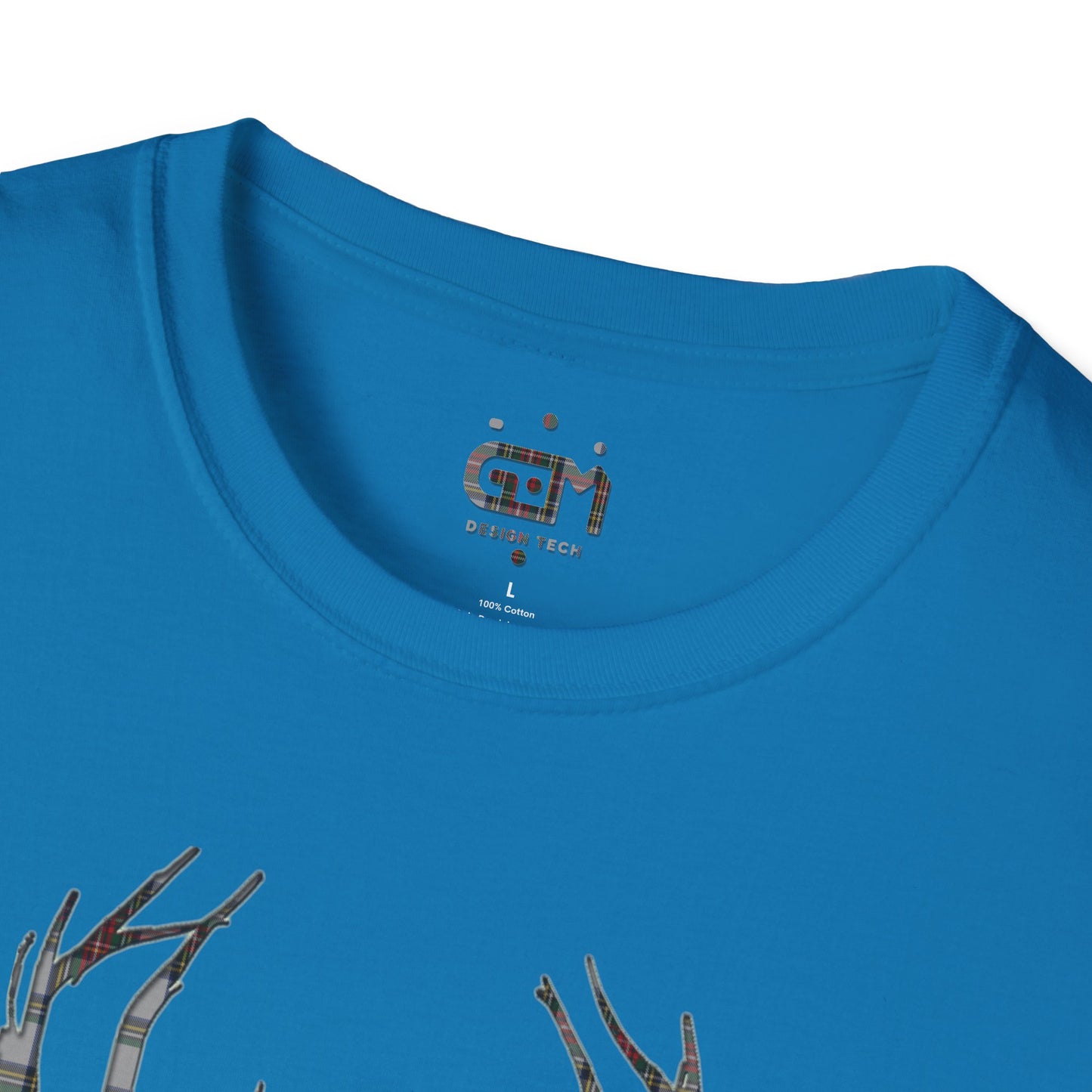 Tartan Stag Softstyle T-Shirt - Stewart Dress Tartan, Unisex Tee, Scottish Scenery, Various Colours