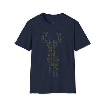 Tartan Stag Softstyle T-Shirt - Campbell Tartan, Unisex Tee, Scottish Scenery, Various Colours