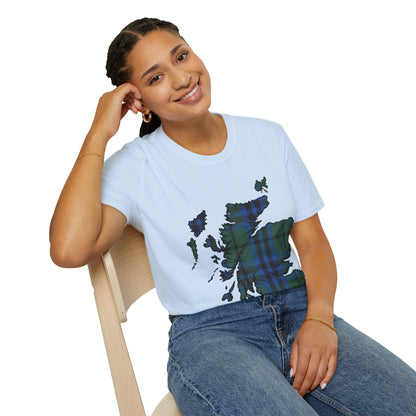 Scotland Tartan Map Softstyle Unisex T-Shirt, Keith Tartan, Various Colours