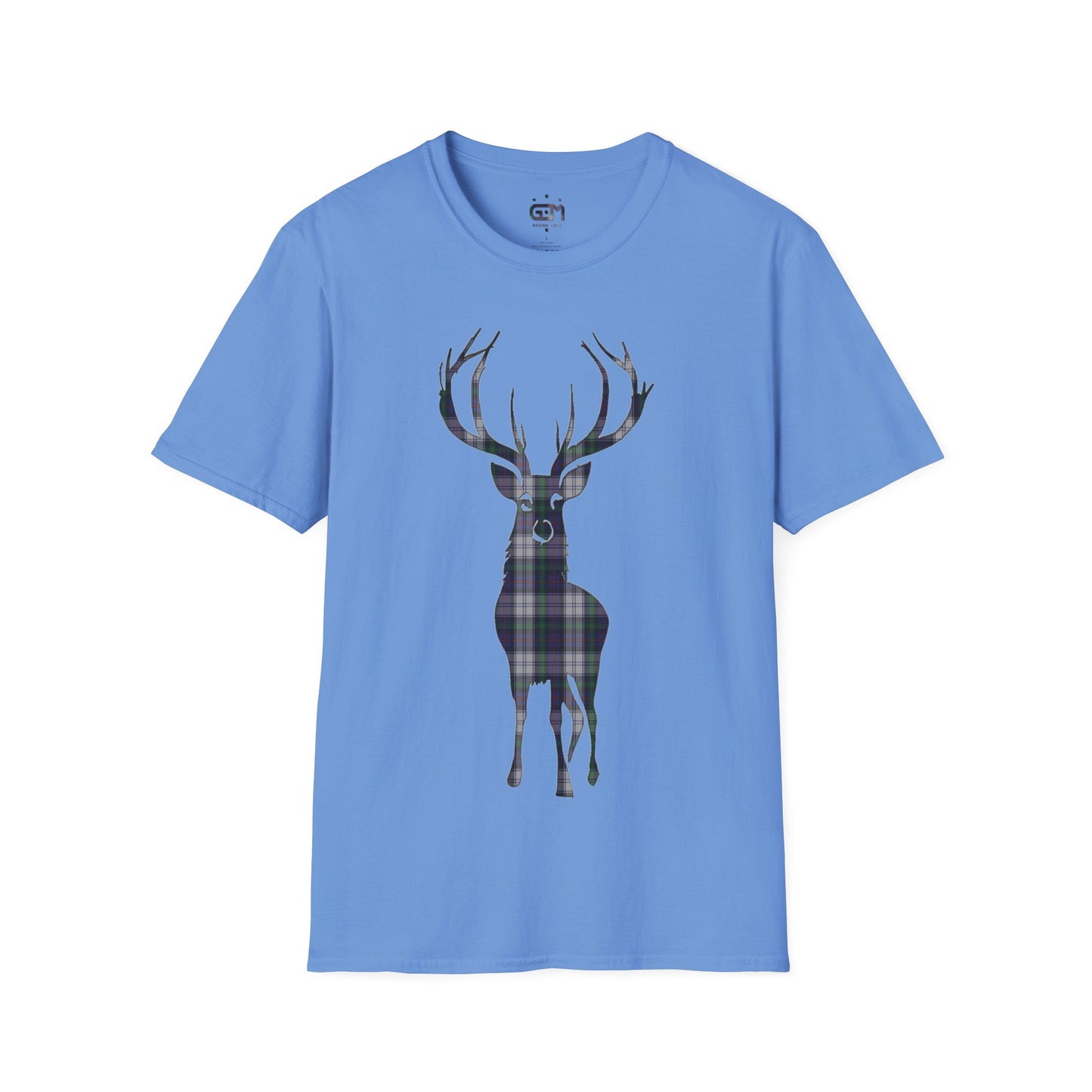 Tartan Stag Softstyle T-Shirt - Argyle Dress Tartan, Unisex Tee, Scottish Scenery, Various Colours