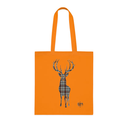 Reversible Scotland Tartan Stag Cotton Tote Bag - Stewart Dress Tartan