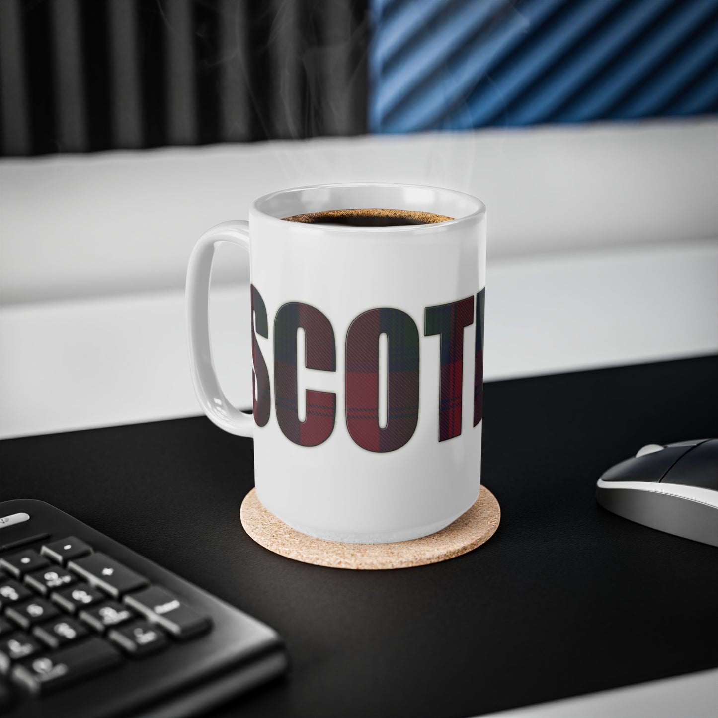 Scotland Tartan Mug - Lindsay, Coffee Cup, Tea Cup, Scotland, White