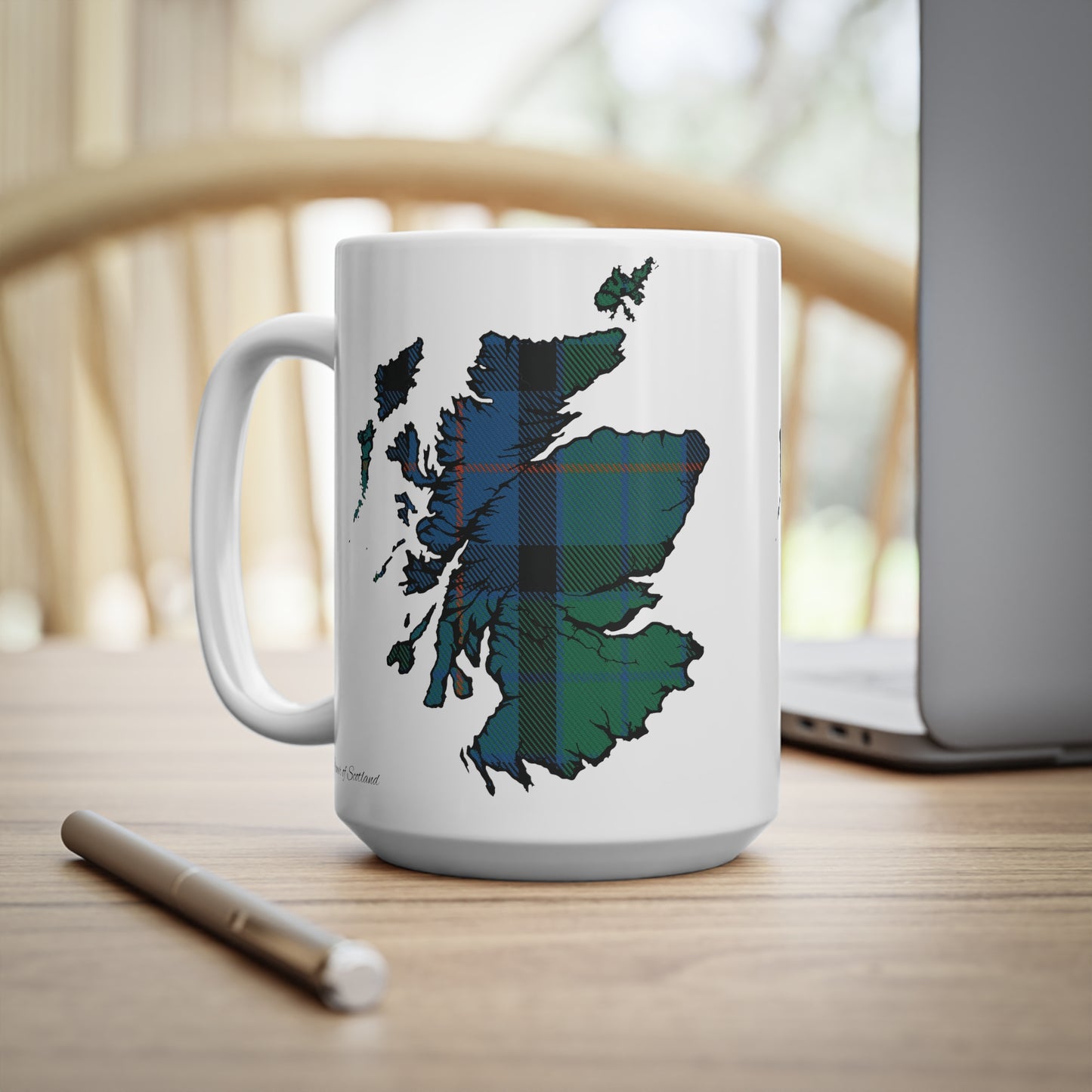 Flower of Scotland Tartan Scotland Map Mug, Coffee Cup, Tea Cup, Scotland, White