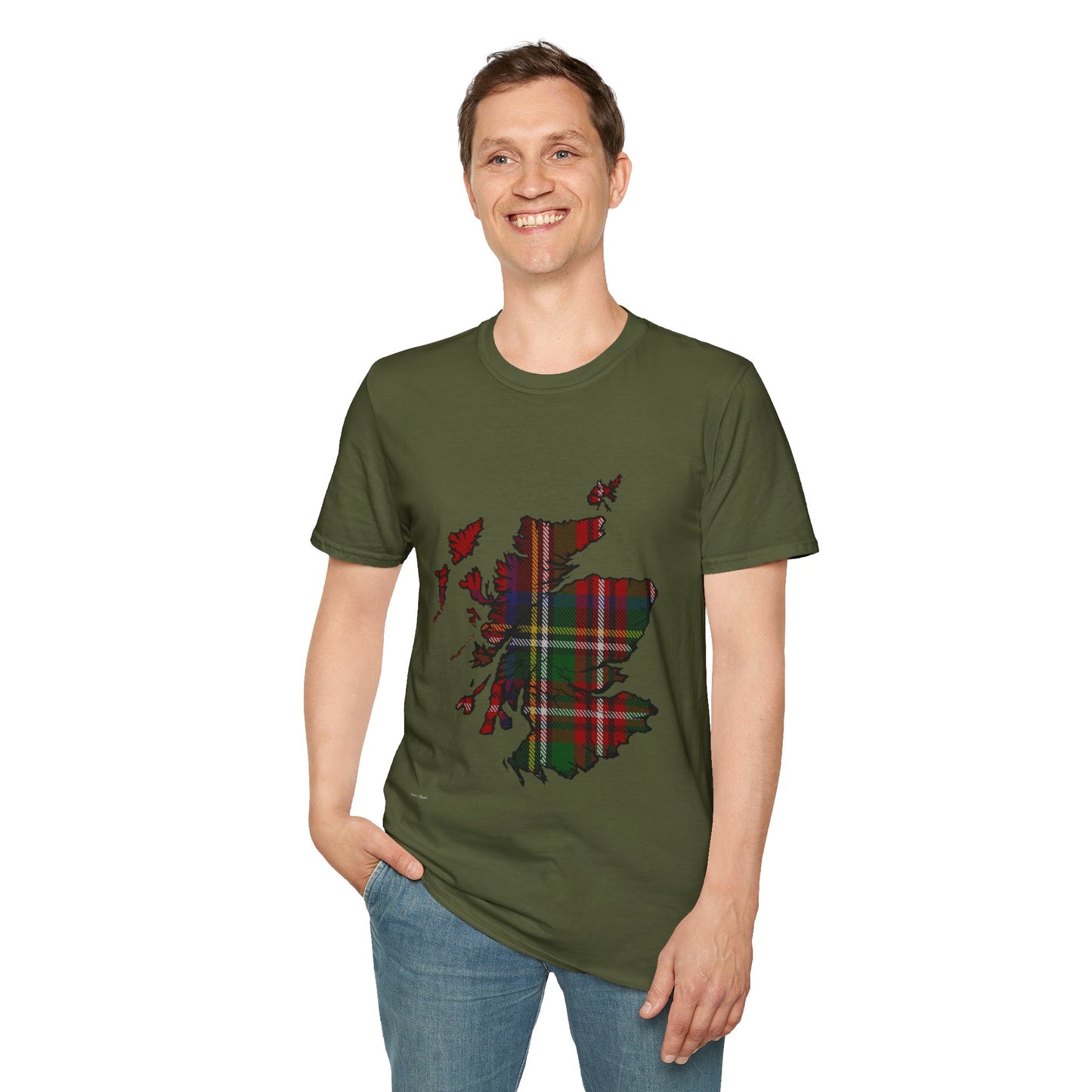 Scotland Tartan Map Softstyle Unisex T-Shirt - Stewart Royal Tartan Tee