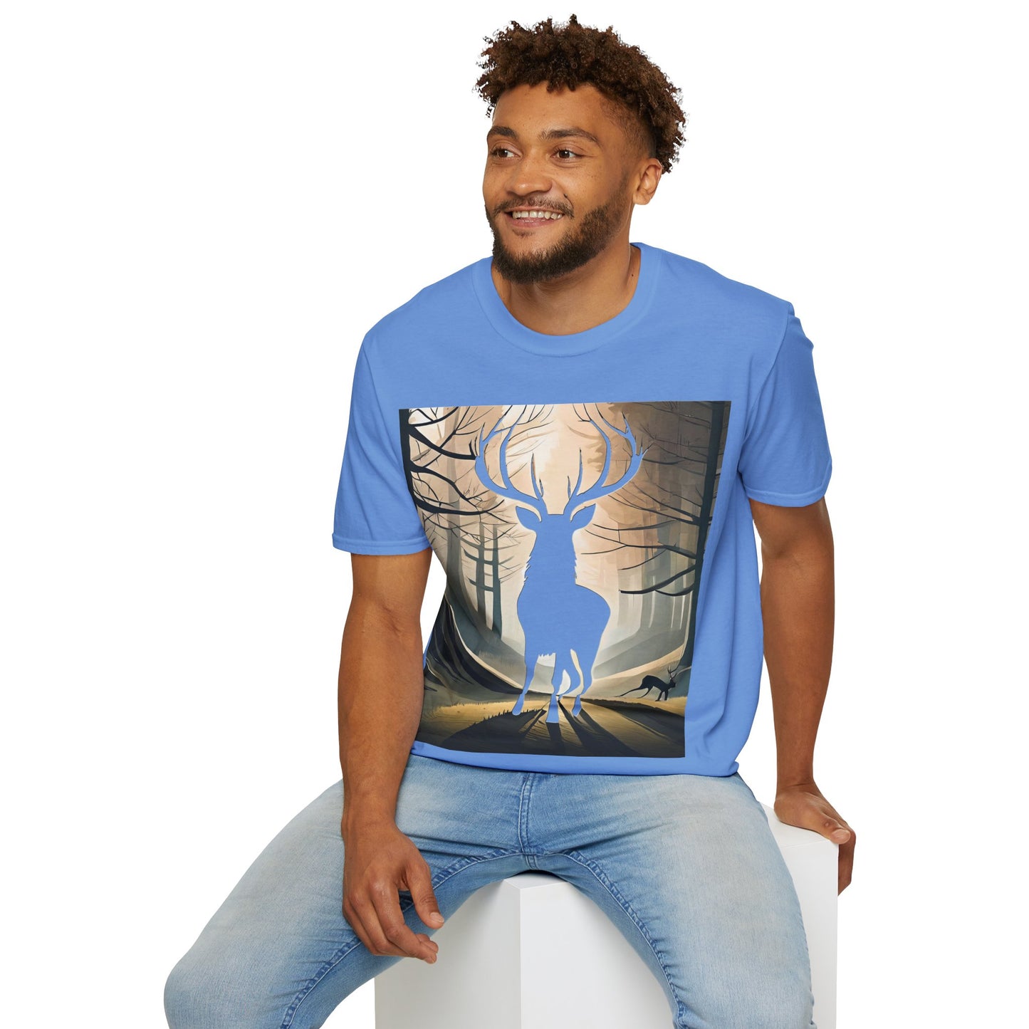 Stag Silhouette Softstyle T-Shirt, Unisex Tee, Scottish Scenery, Various Colours