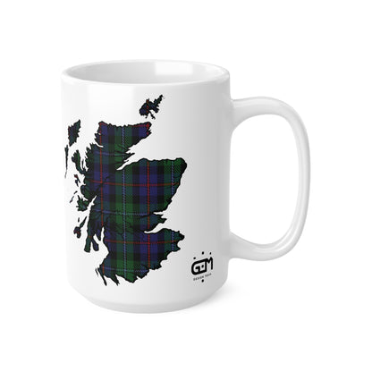 Argyle Tartan Scotland Map Mug, Coffee Cup, Tea Cup, Scotland, White