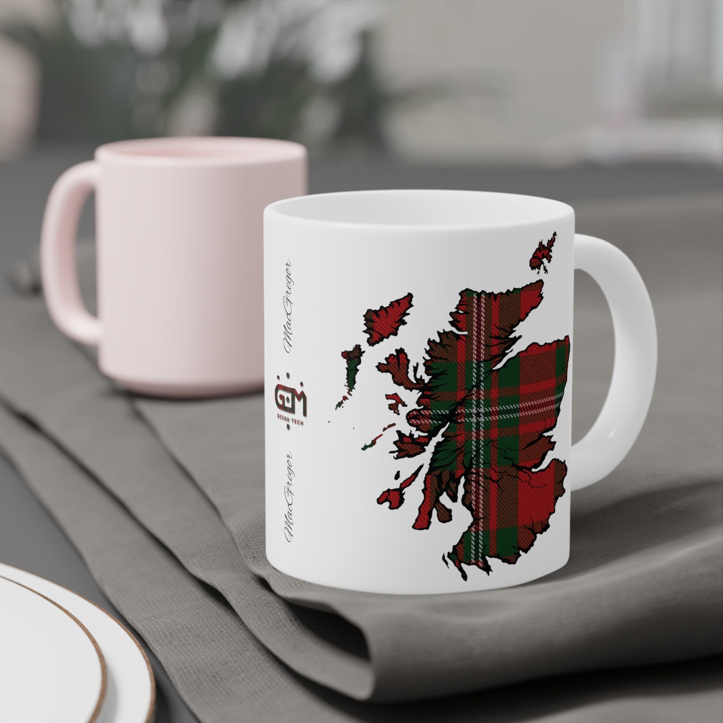 Scotland Tartan Map Mug - MacGregor Tartan, Various Sizes