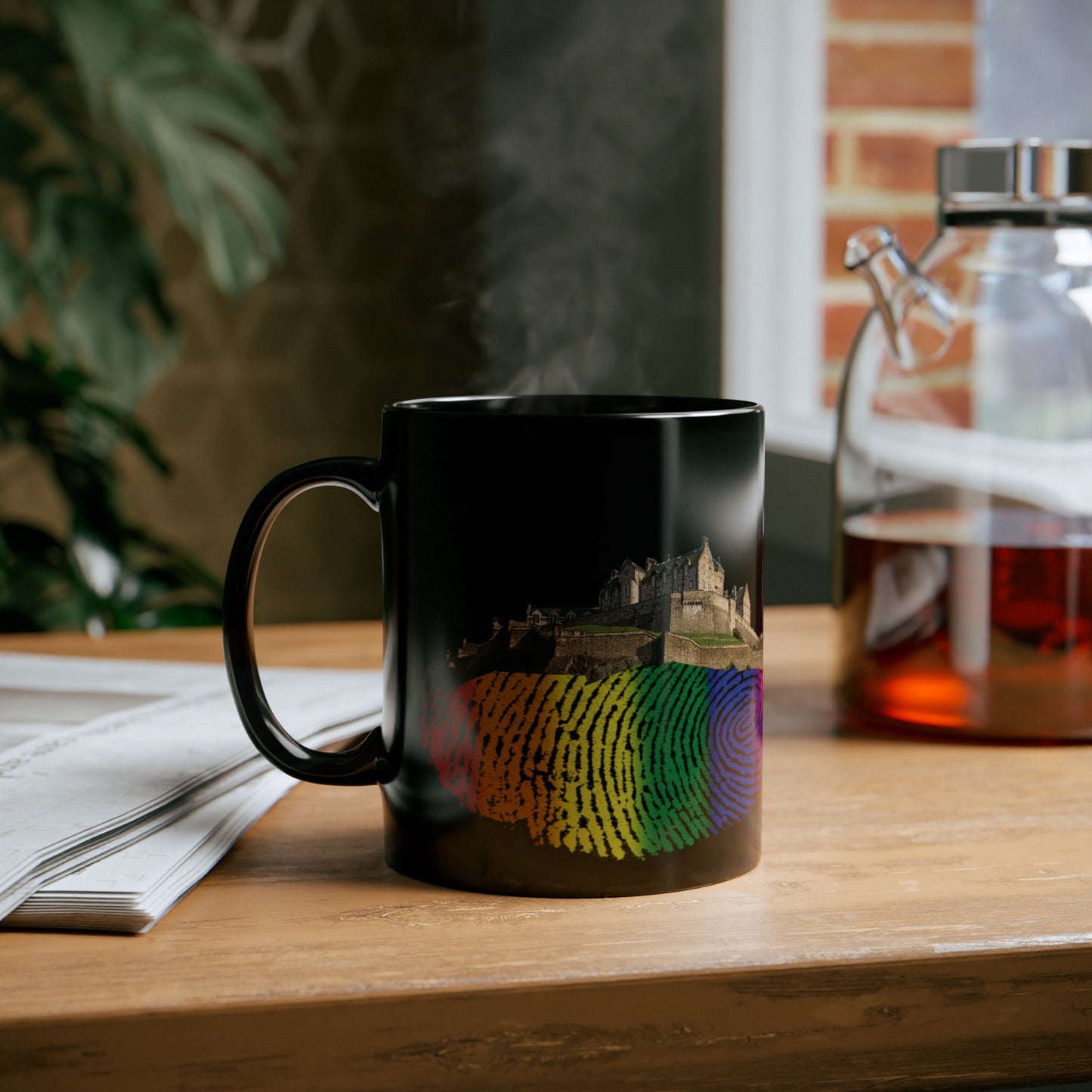 Pride Fingerprint Rock Edinburgh Castle Photo Mug, Black