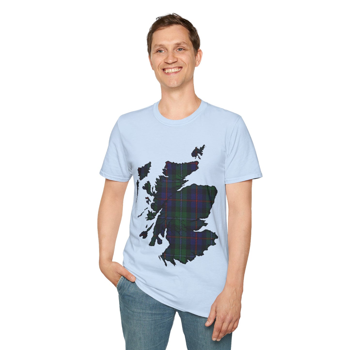 Scotland Tartan Map Softstyle Unisex T-Shirt, Argyle Tartan, Various Colours