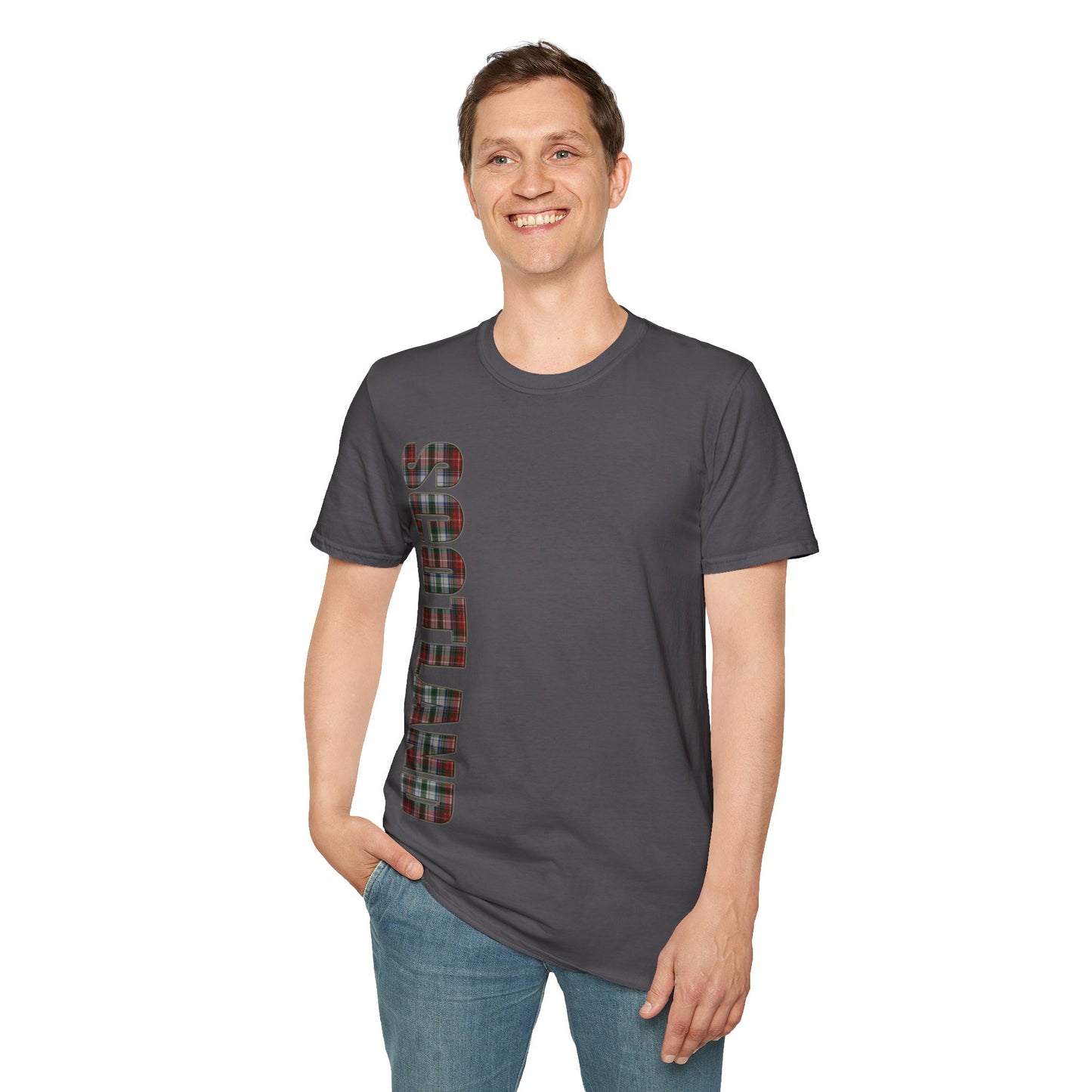 Scotland Lettering Stewart Tartan Softstyle T-Shirt, Unisex Tee, Various Colours