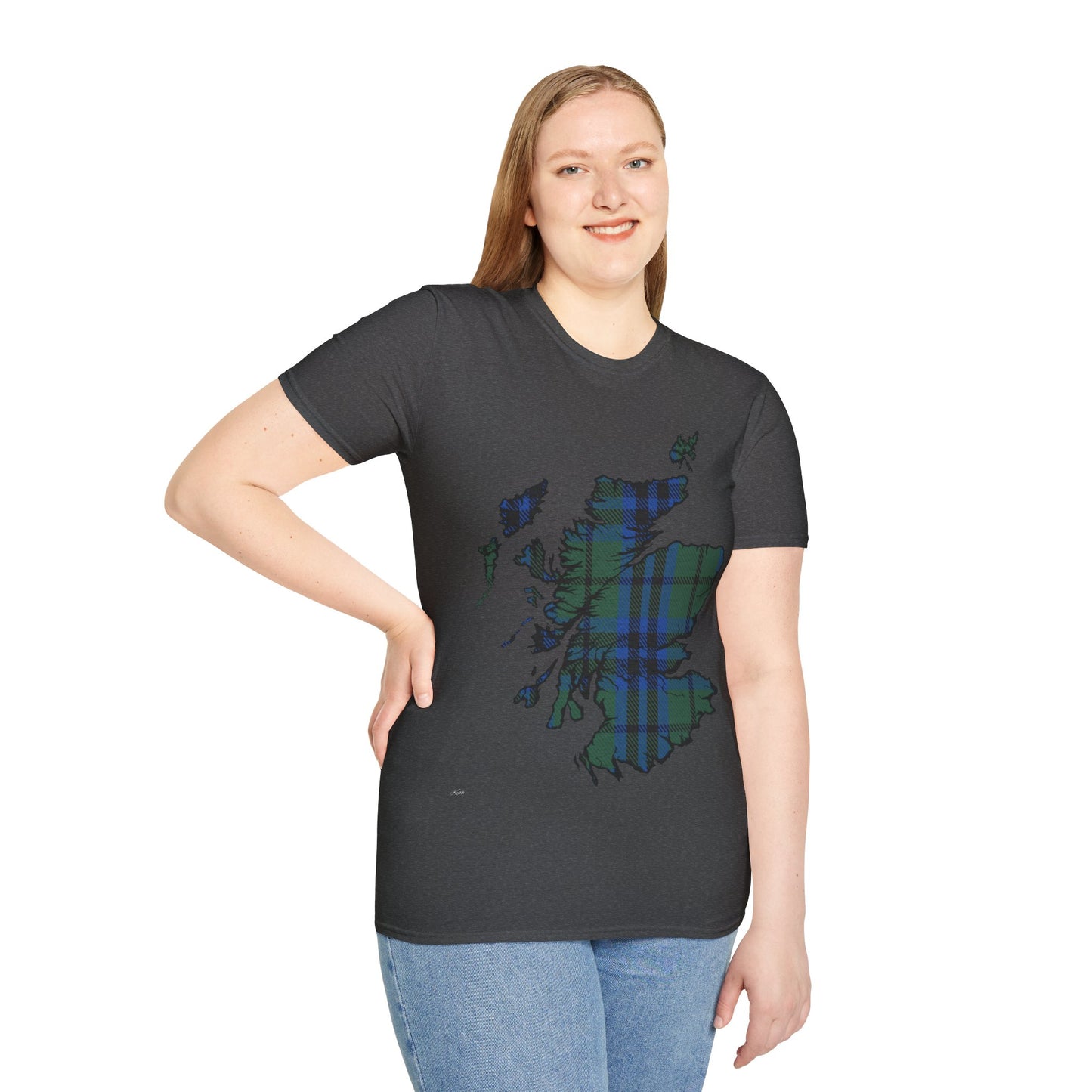 Scotland Tartan Map Softstyle Unisex T-Shirt, Keith Tartan, Various Colours