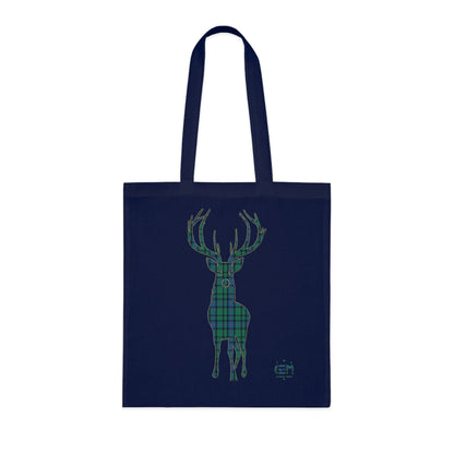 Reversible Scotland Tartan Stag Cotton Tote Bag - Flower of Scotland Tartan