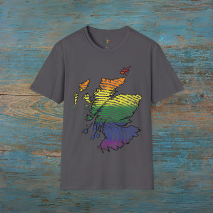 Pride Fingerprint Scotland Map Unisex T-Shirt, Various Colours