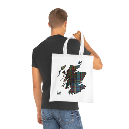 Reversible Scotland Tartan Map Cotton Tote Bag - Anderson Tartan