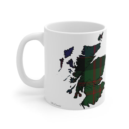 MacDonald Tartan Scotland Map Mug, Coffee Cup, Tea Cup, Scotland, White