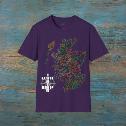 Scotland Tartan Clan Map Softstyle T-Shirt, Unisex Tee, Scotland Shirt, Various Colours