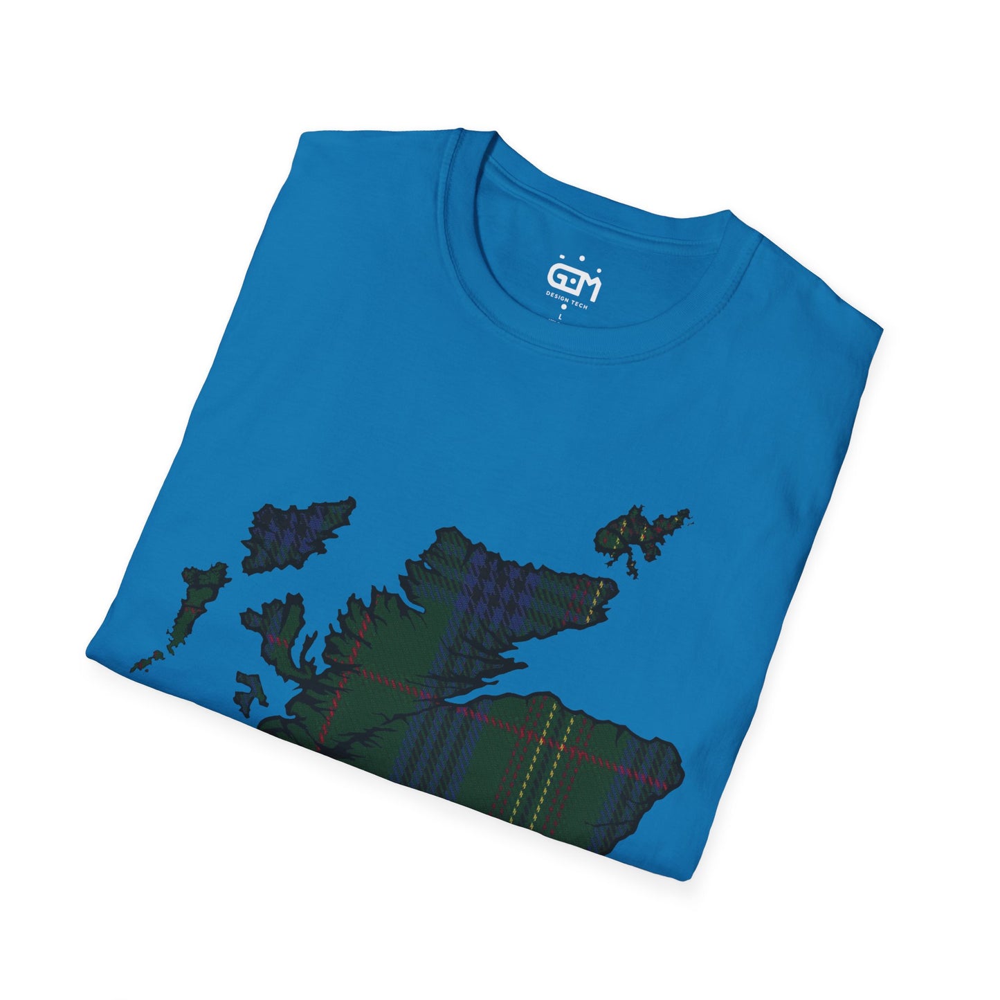 Scotland Tartan Map Softstyle Unisex T-Shirt, Kennedy Tartan, Various Colours