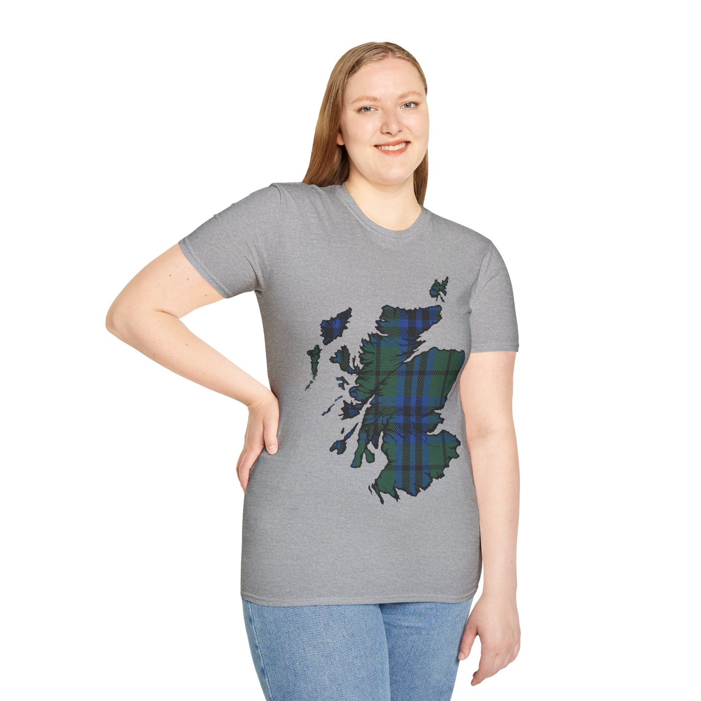 Scotland Tartan Map Softstyle Unisex T-Shirt, Keith Tartan, Various Colours