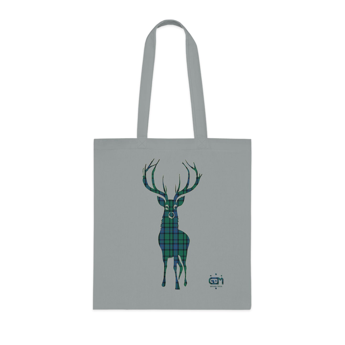 Reversible Scotland Tartan Stag Cotton Tote Bag - Flower of Scotland Tartan