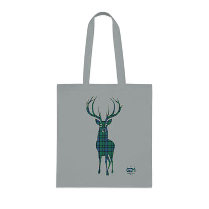 Reversible Scotland Tartan Stag Cotton Tote Bag - Flower of Scotland Tartan