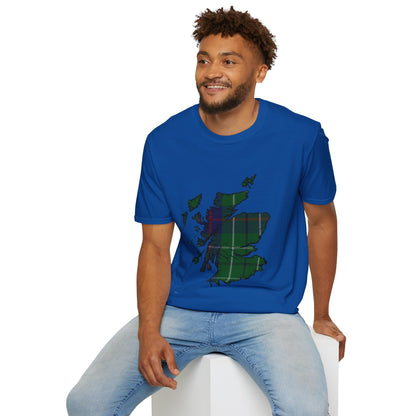 Scotland Tartan Map Softstyle Unisex T-Shirt - Duncan Tartan Tee