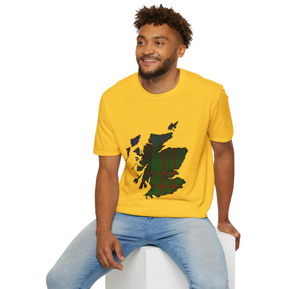 Scotland Tartan Map Softstyle Unisex T-Shirt - MacDonald Tartan Tee