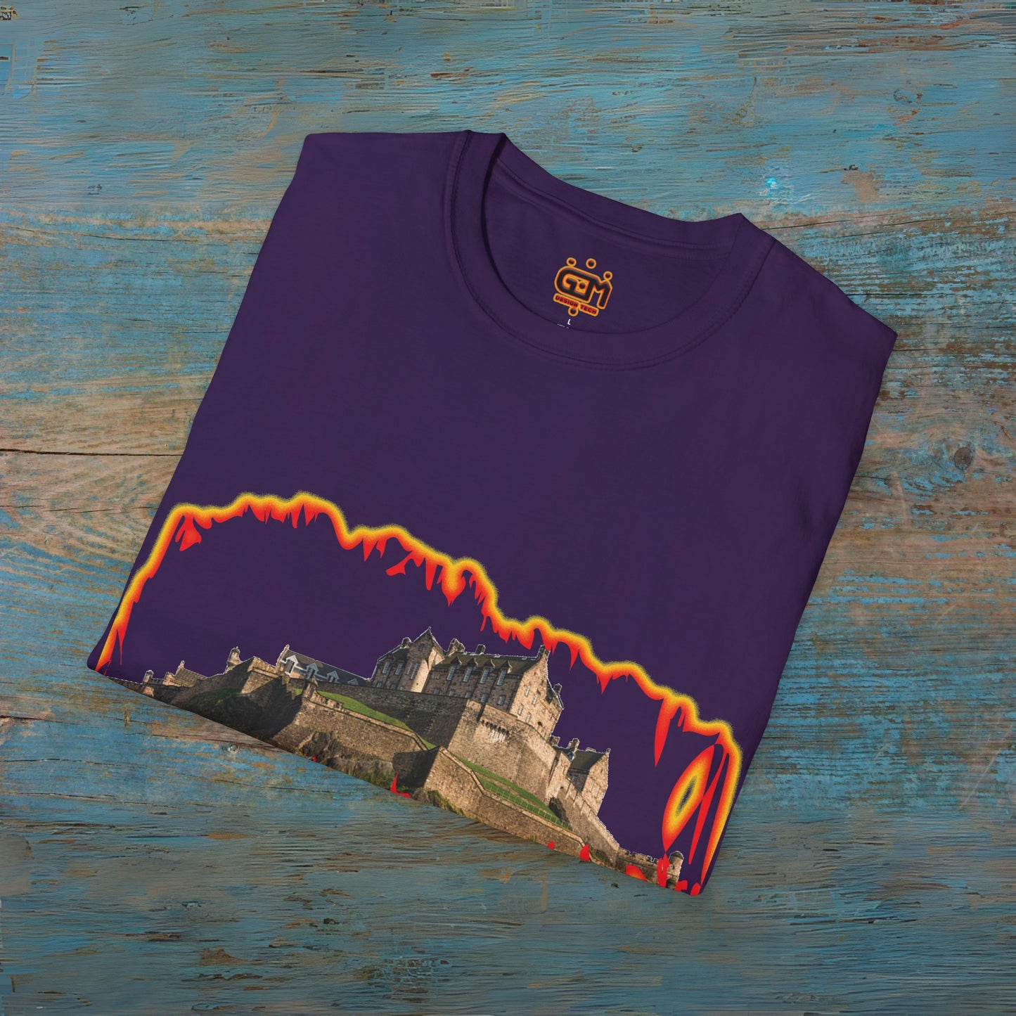 Edinburgh Castle Photo Fire Effect Unisex T-Shirt