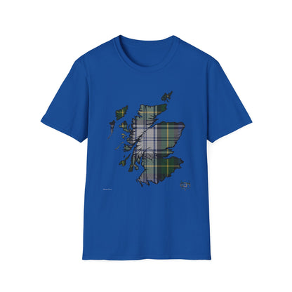 Tartan Scotland Map Softstyle Unisex T-Shirt - Gordon Dress Tartan Tee