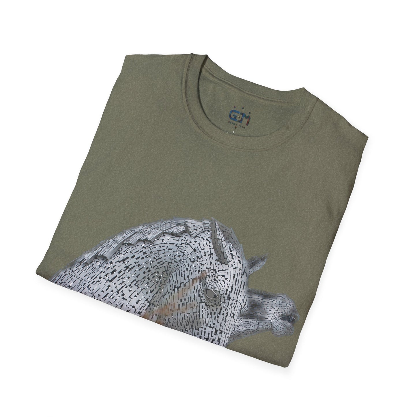 Kelpies with Meadow No Sky Photo Softstyle T-Shirt, Unisex Tee, Scottish Landmarks, Various Colours