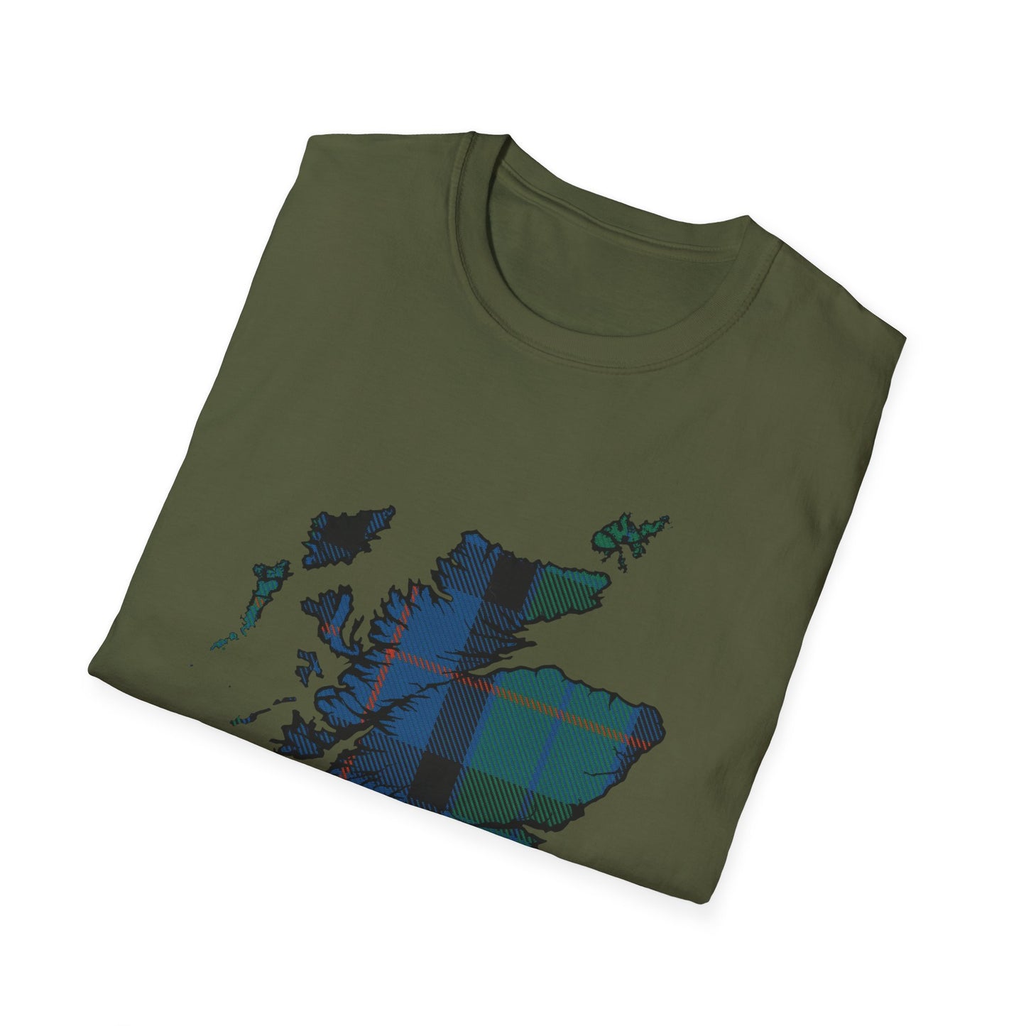 Tartan Scotland Map Softstyle T-Shirt unisexe - Fleur d’Écosse Tartan Tee 