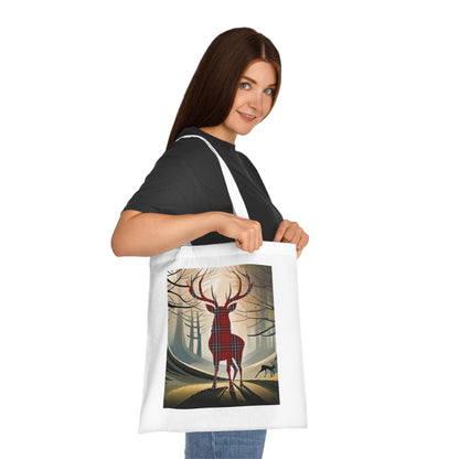 Reversible Scotland Tartan Stag Cotton Tote Bag - MacFarlane Tartan