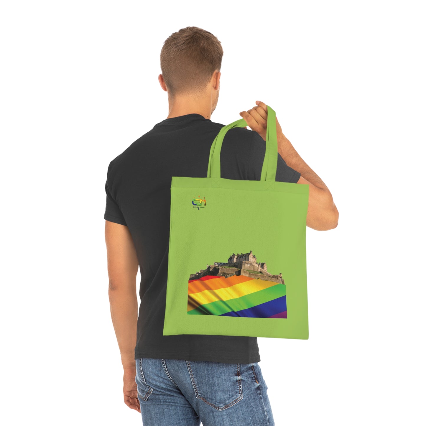 Pride Flag Rock Edinburgh Castle Cotton Tote Bag