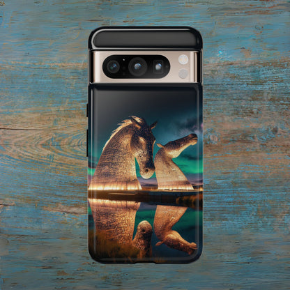 Kelpies Northern Lights Art Phone Case, Scotland, Google